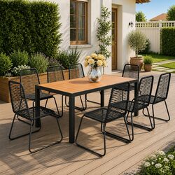 Durable 9-Piece Black Garden Dining Set for Outdoor Spaces