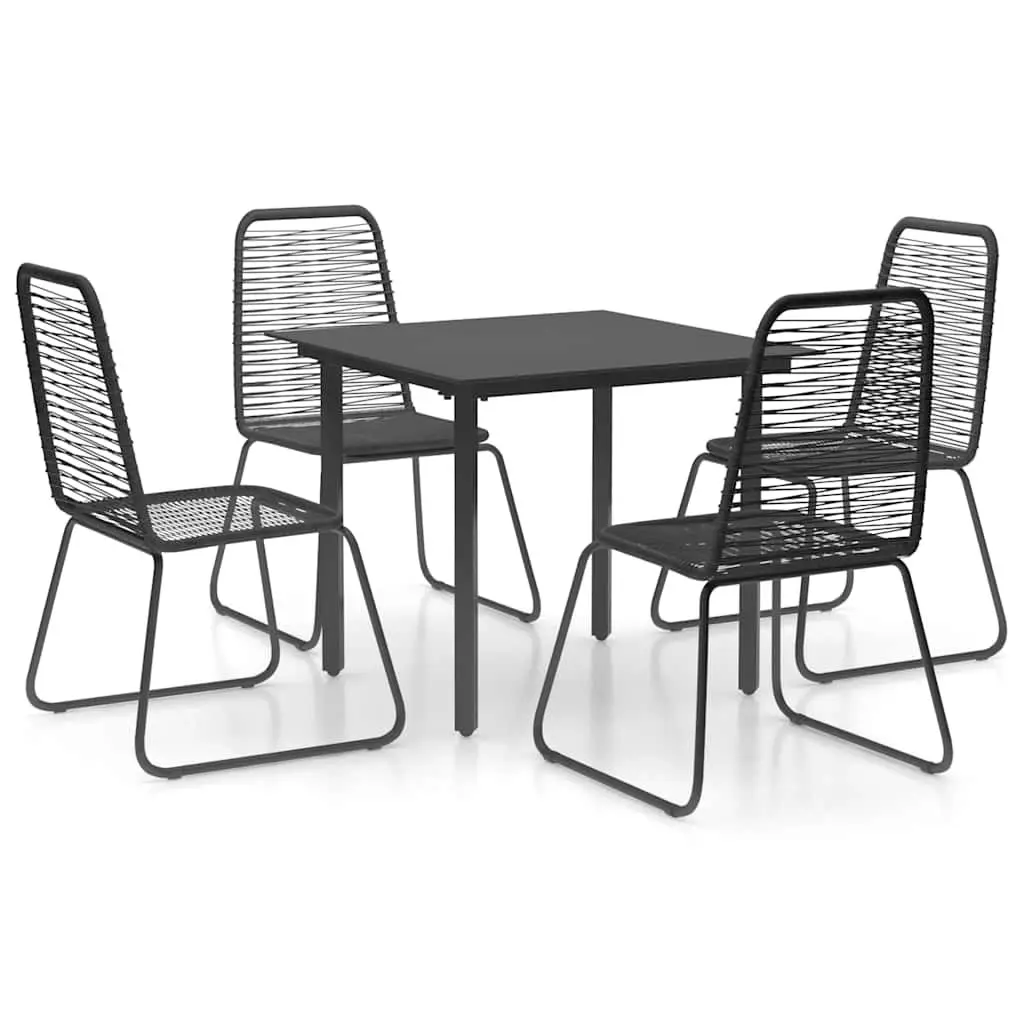 5 Piece Black PVC Rattan Outdoor Dining Set