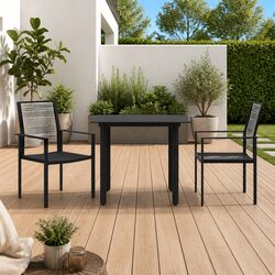 Sturdy 3 Piece Garden Dining Set with Black Steel Frame