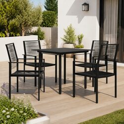 Durable 5-Piece Garden Dining Set with Glass Top