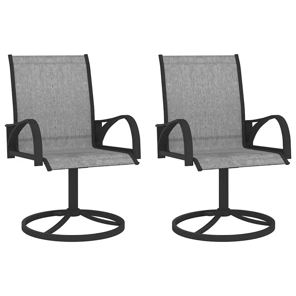 3 Piece Garden Furniture Set Grey Textilene Chairs Steel Frame Outdoor Dining