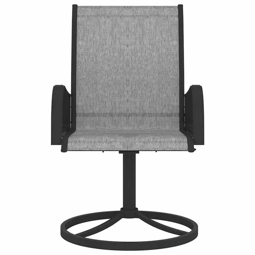 3 Piece Garden Furniture Set Grey Textilene Chairs Steel Frame Outdoor Dining