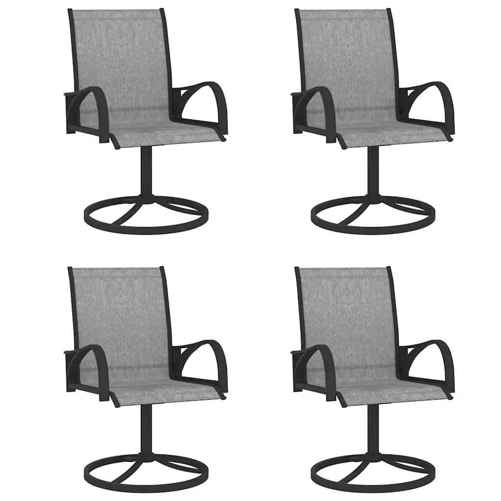Garden Dining Set Steel Textilene 5 Piece Grey