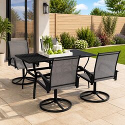 5-Piece Grey Steel Garden Dining Set with Textilene Chairs