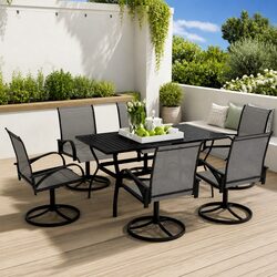 Stylish 7 Piece Outdoor Garden Dining Set with Swivel Chairs