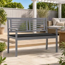 Durable Grey Eucalyptus Wood 2-Seater Garden Bench