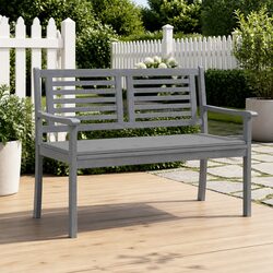 Grey Eucalyptus Wood 2-Seater Outdoor Garden Bench