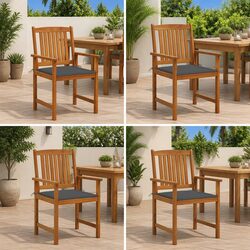 Acacia Wood Garden Chairs Set of 4 with Cushions