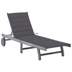 Garden Sun Lounger with Adjustable Backrest in Grey