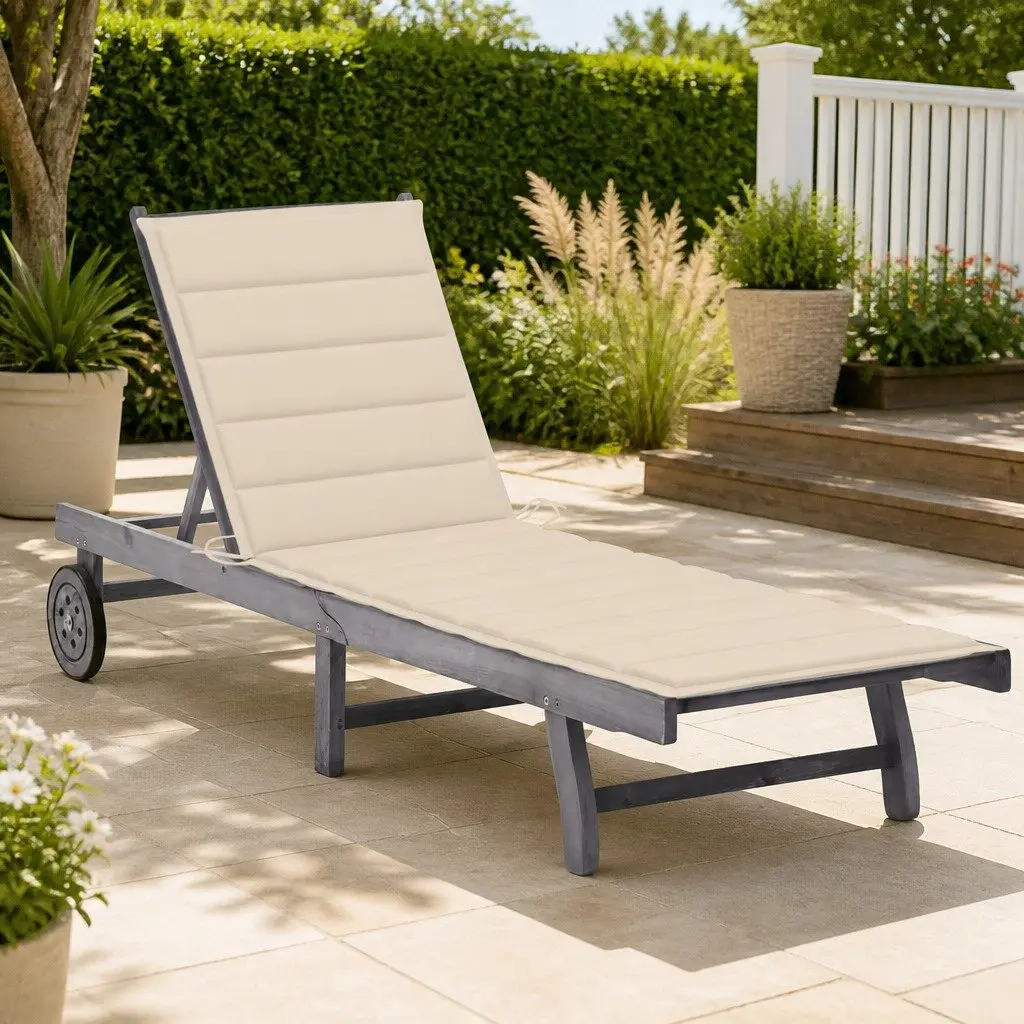 Adjustable Sun Lounger with Cushion in Grey