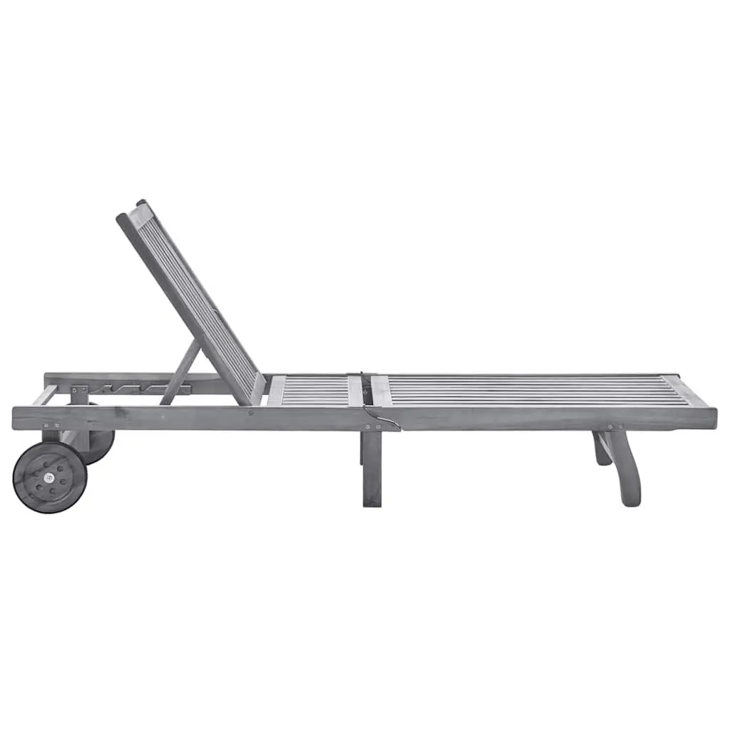 Adjustable Sun Lounger with Cushion in Grey