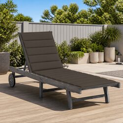 Premium Grey Acacia Wood Sun Lounger with Cushion