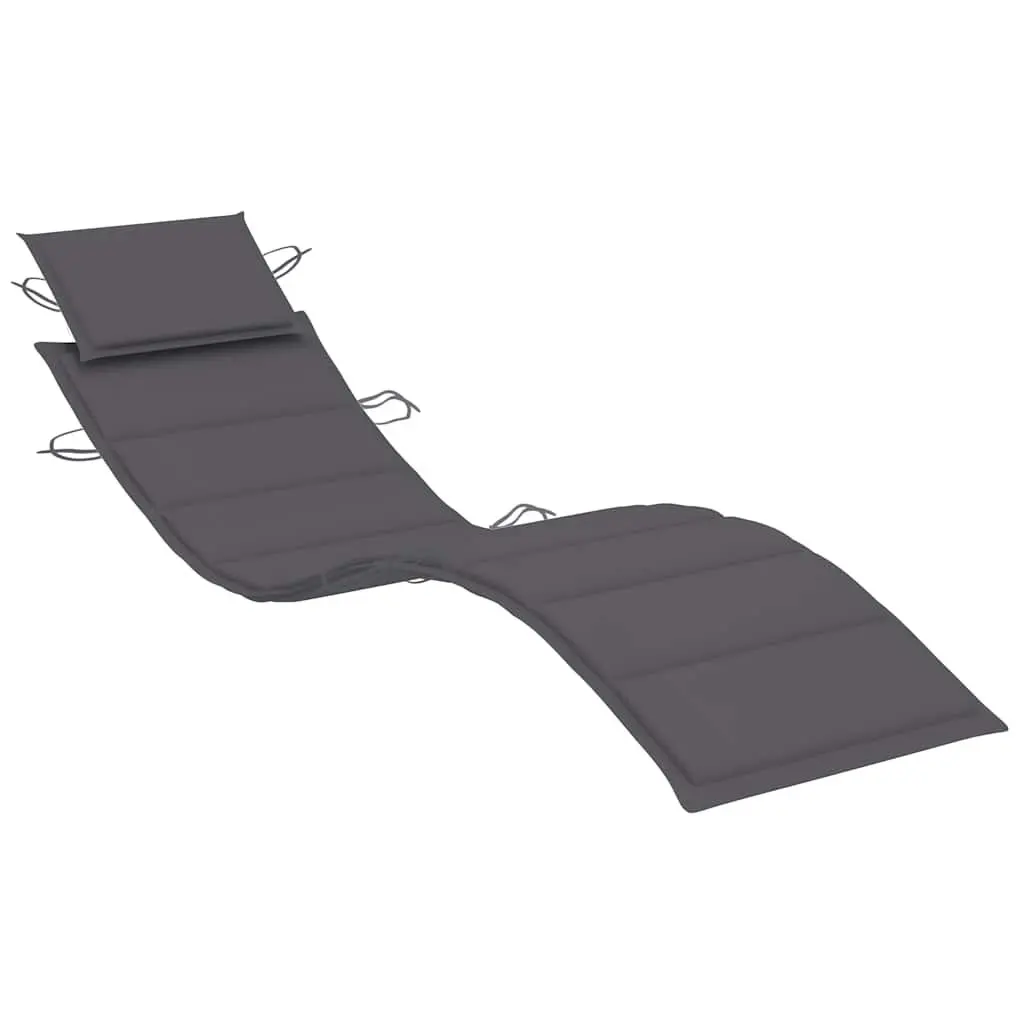 Sun Lounger Solid Acacia Wood Anthracite Folding Outdoor Garden Patio Lounge Chair Bed