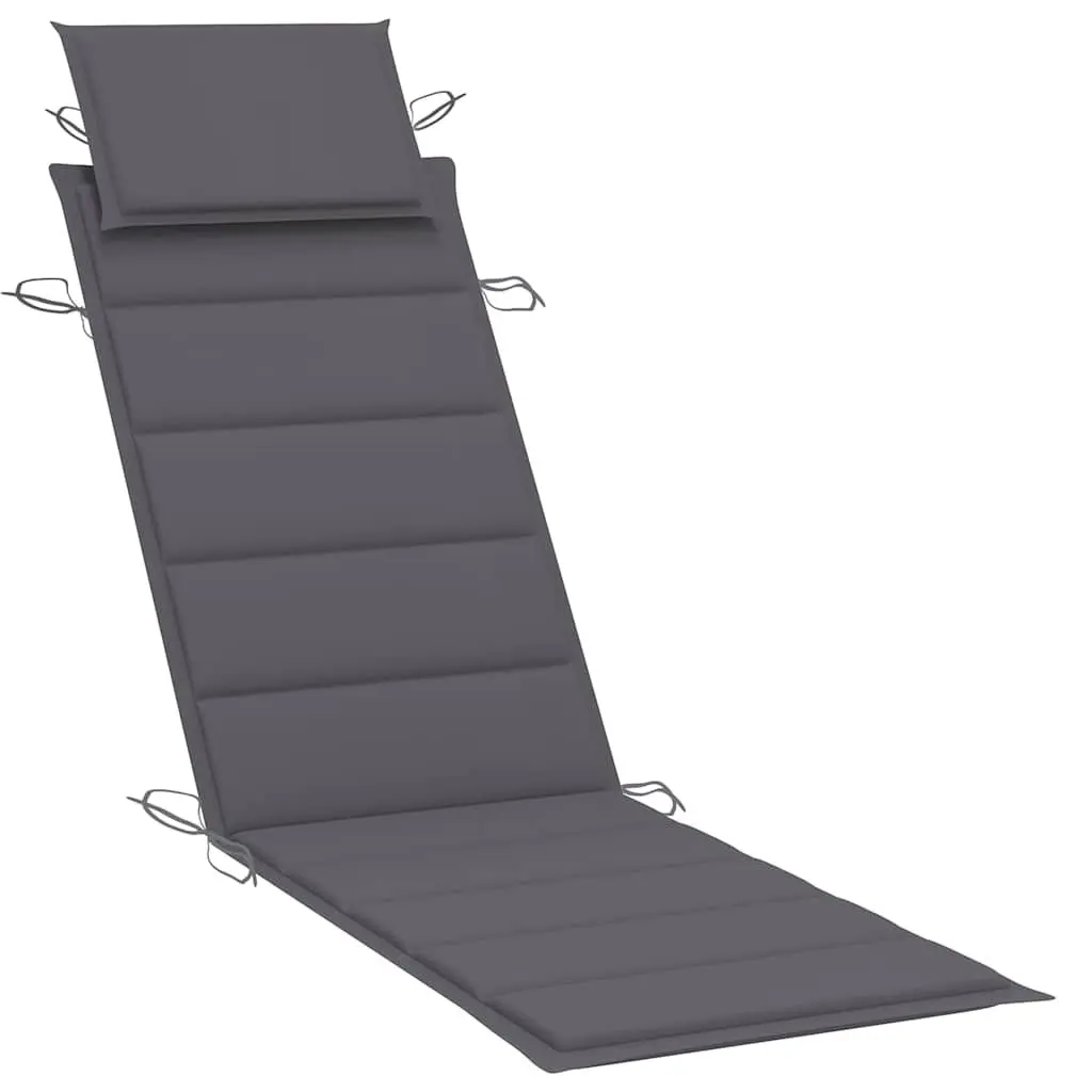 Sun Lounger Solid Acacia Wood Anthracite Folding Outdoor Garden Patio Lounge Chair Bed