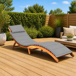 Wooden Sun Lounger with Cushion for Outdoor Relaxation