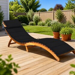 High-Quality Wooden Sun Lounger with Cushion for Relaxation