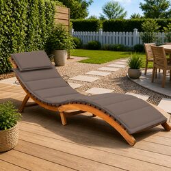 Ergonomic Acacia Wood Sun Lounger with Cushion