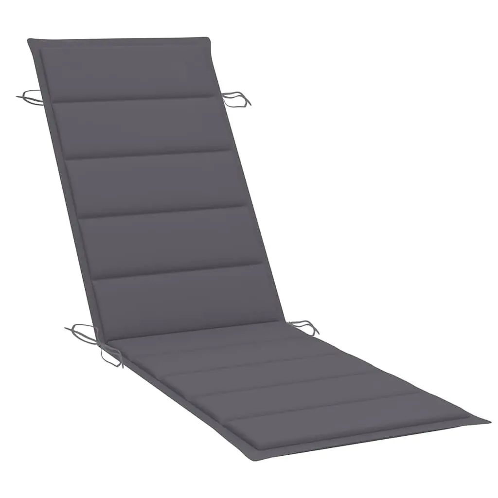 Sun Lounger Solid Acacia Wood Folding Anthracite with Side Table and Cushion