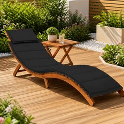 Sun Lounger with Side Table and Cushion Outdoor Garden Patio Relaxation