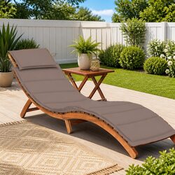 Sun Lounger with Side Table and Cushion Outdoor Garden Patio Relaxation