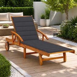 Sun Lounger Garden Patio Deck Chair Adjustable Backrest Wheels Pull-out Table