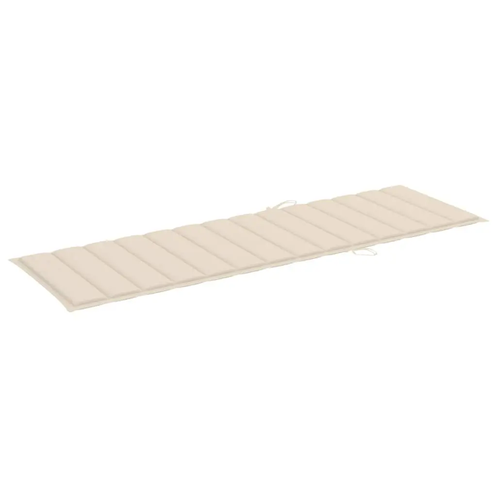 Sun Lounger Solid Acacia Wood Adjustable Backrest Cream with Cushion