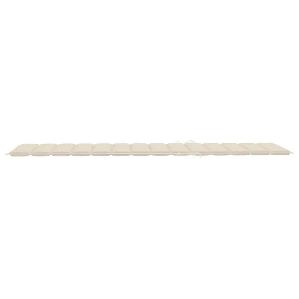 Sun Lounger Solid Acacia Wood Adjustable Backrest Cream with Cushion