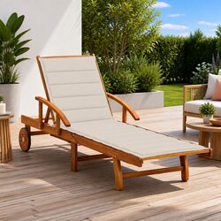 Sturdy Adjustable Sun Lounger with Side Table