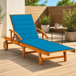 Adjustable Sun Lounger in Acacia Wood with Cushion