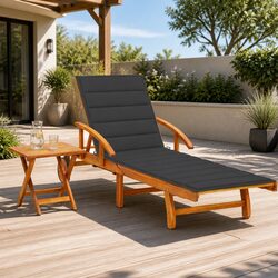 Durable Acacia Wood Garden Sun Lounger with Table