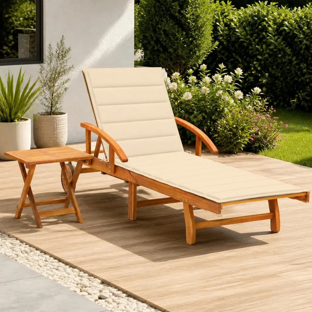 Sun Lounger with Side Table for Outdoor Relaxation