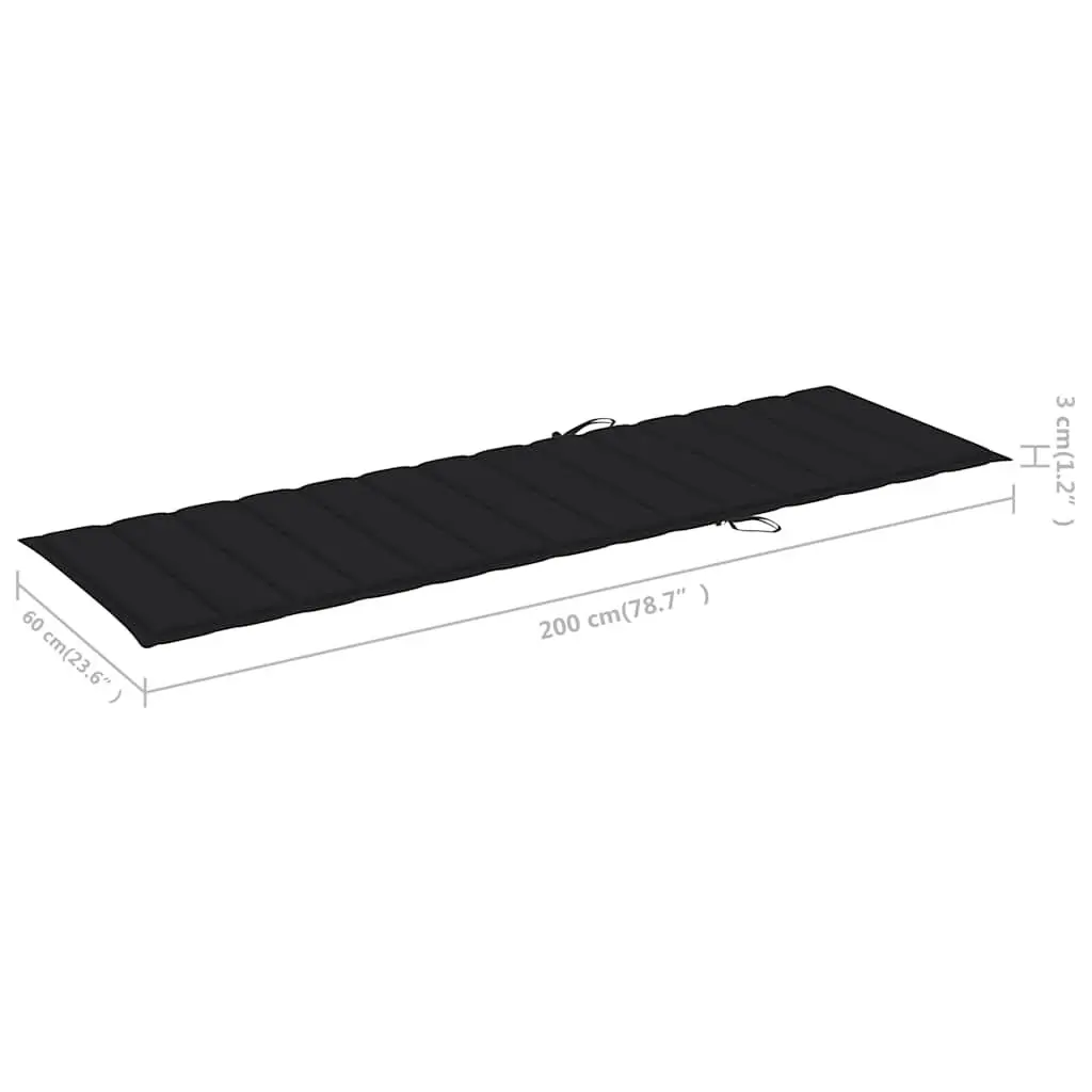 Sun Lounger with Table and Cushion, Adjustable