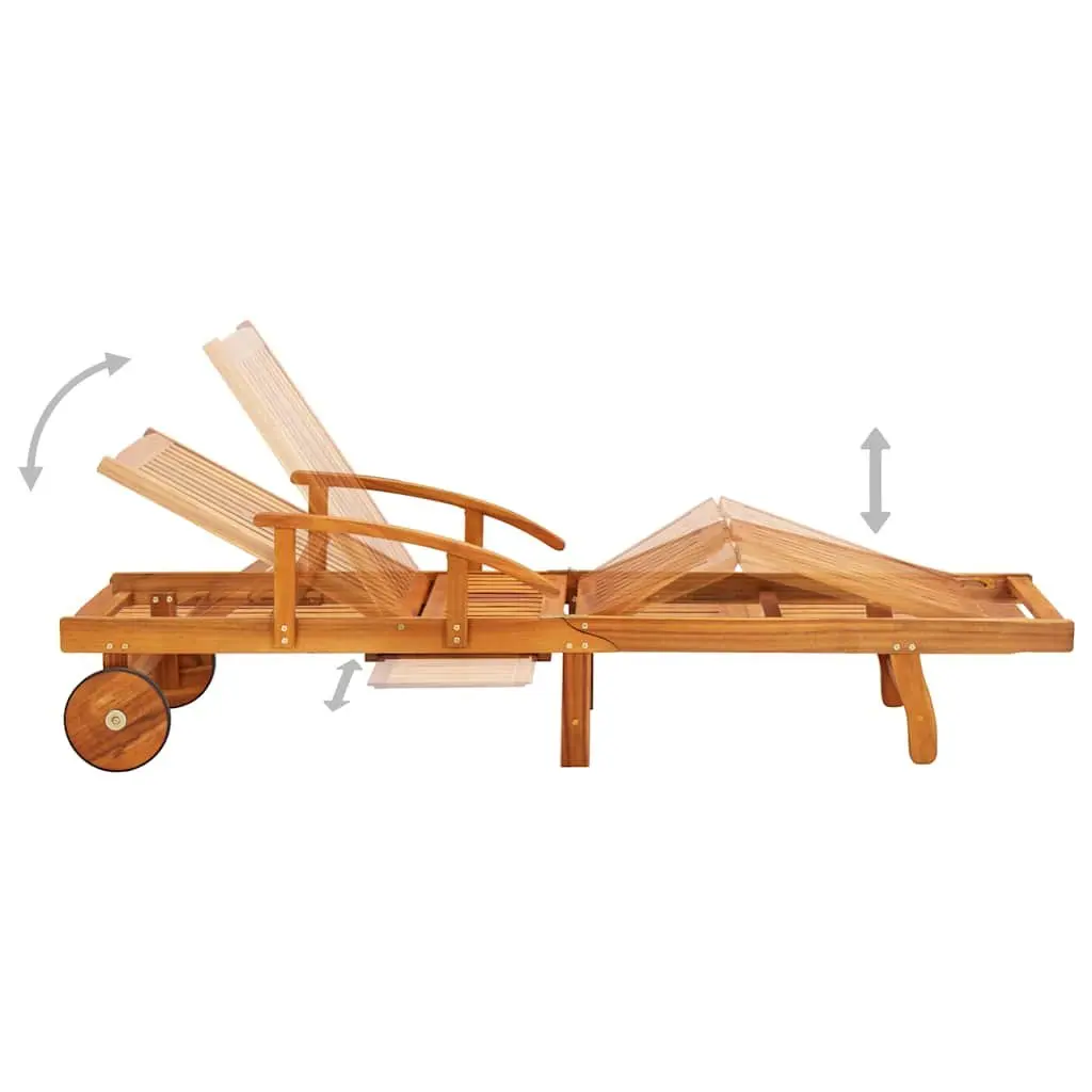 Sun Lounger with Table and Cushion, Adjustable
