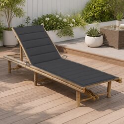 Bamboo Garden Sun Lounger with Cushion Adjustable Backrest Outdoor Seating