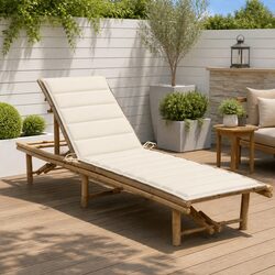Bamboo Sun Lounger Garden Chair Outdoor Seating Adjustable Reclining with