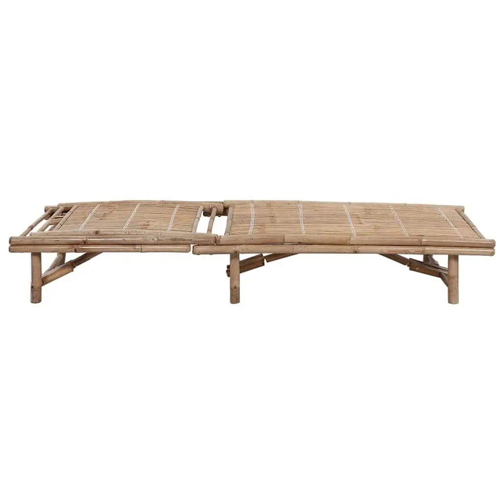 Adjustable Bamboo Sun Lounger with Cushion for Comfort