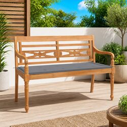 Durable Outdoor Bench 120cm with Grey Cushion for Patio
