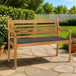 Teak Wood Outdoor Bench 120cm with Taupe Cushion
