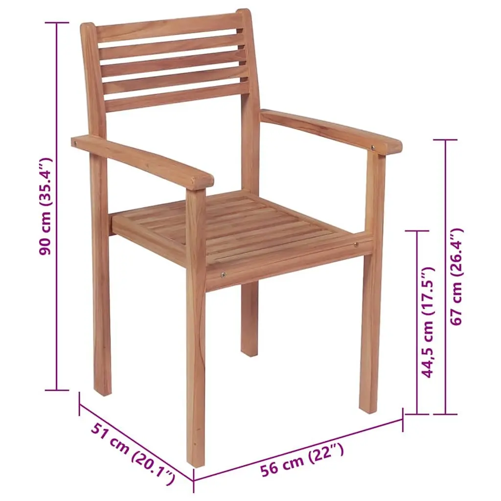 Set of 4 Teak Wood Outdoor Chairs with Anthracite Cushions