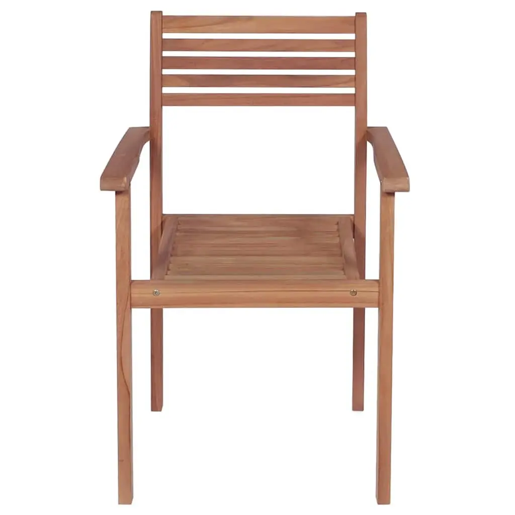 Set of 4 Teak Wood Outdoor Chairs with Anthracite Cushions