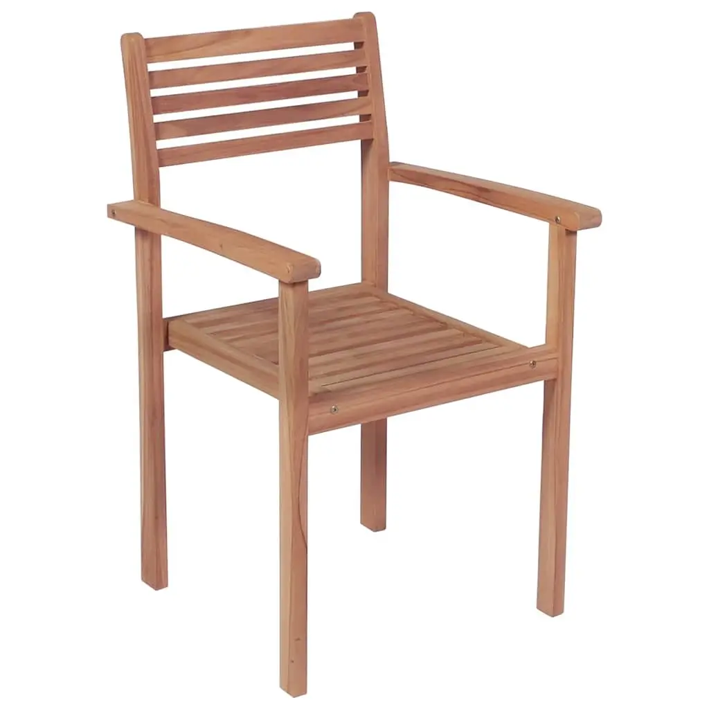 Teak Wood Stackable Garden Chairs Set of 4 with Cushions