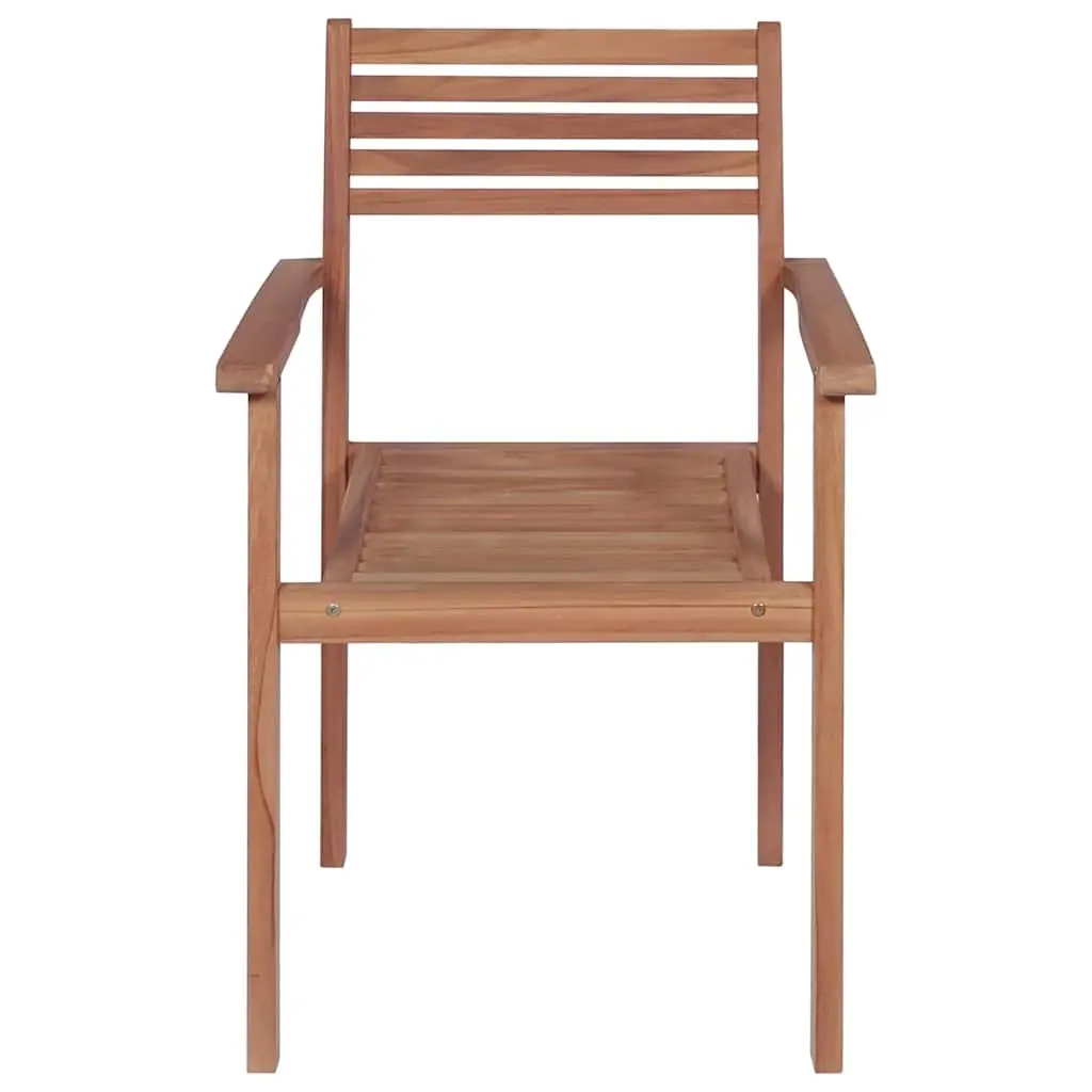 Teak Wood Stackable Garden Chairs Set of 4 with Cushions