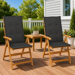 Teak Wood Outdoor Chairs with Cushions - 2 Pcs