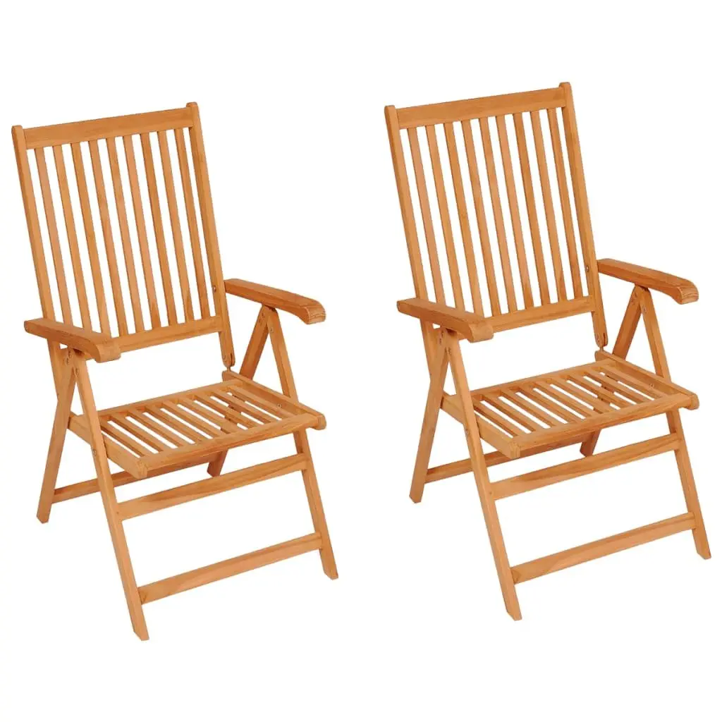 Outdoor Garden Chairs Teak Wood 2 pcs Reclining Anthracite Cushions