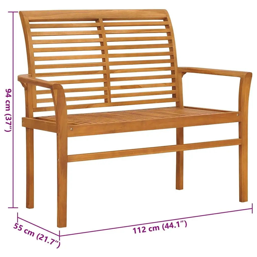 Teak Wood Garden Bench with Anthracite Cushion 112cm