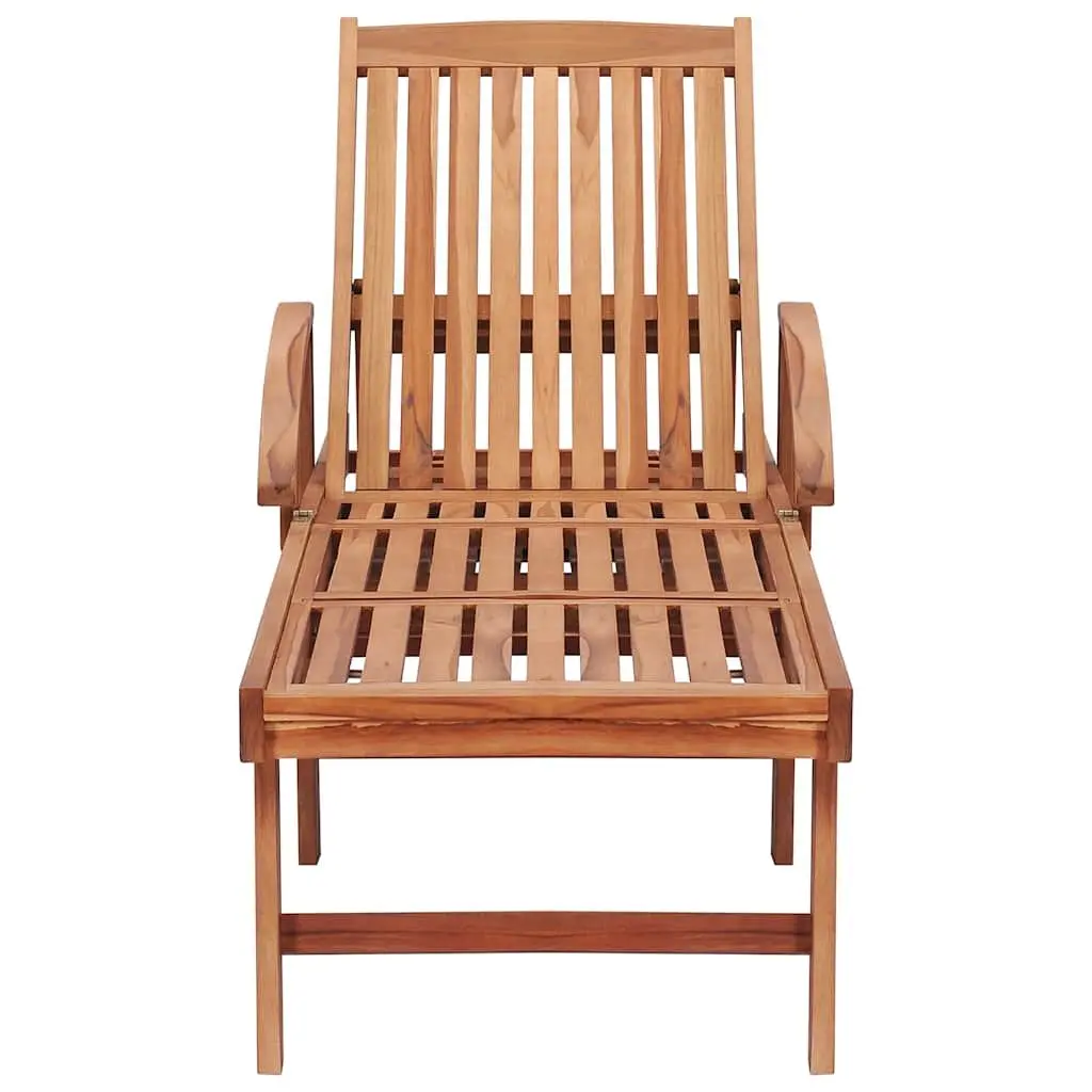 Teak Sun Lounger with Adjustable Backrest and Wheels