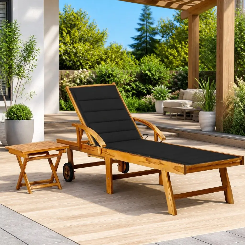 Adjustable Backrest Sun Lounger with Side Table