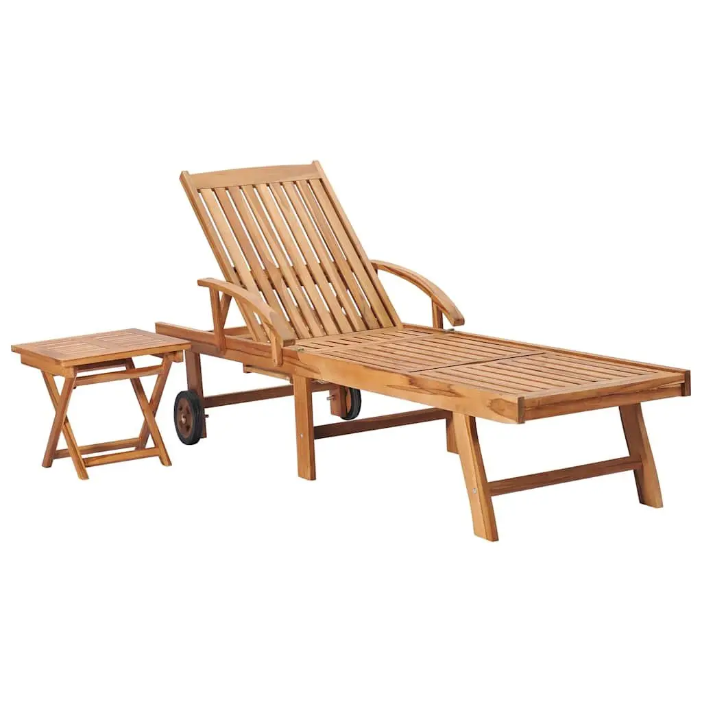 Adjustable Backrest Sun Lounger with Side Table