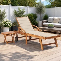 Premium Sun Lounger with Adjustable Backrest and Side Table