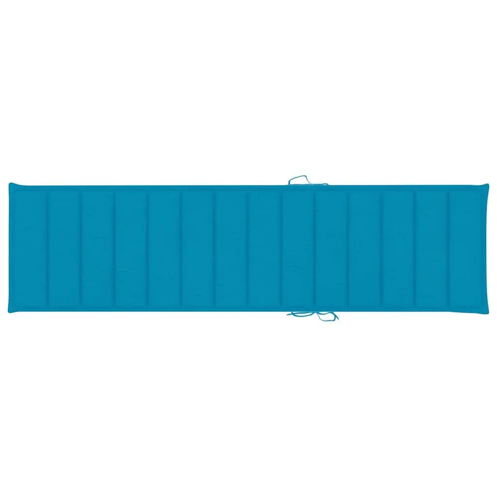 Sun Lounger Solid Teak Wood Blue Adjustable Reclining with Side Table and Cushion